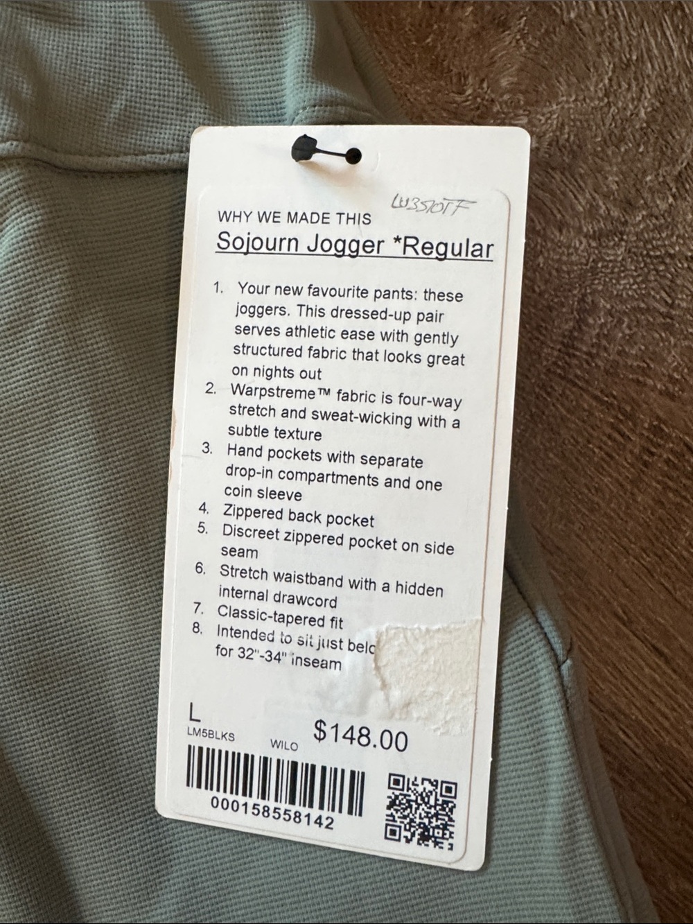 Lululemon Sojourn Jogger Regular Warpstreme Willow Leaf green Size Large NWT - Picture 3 of 9